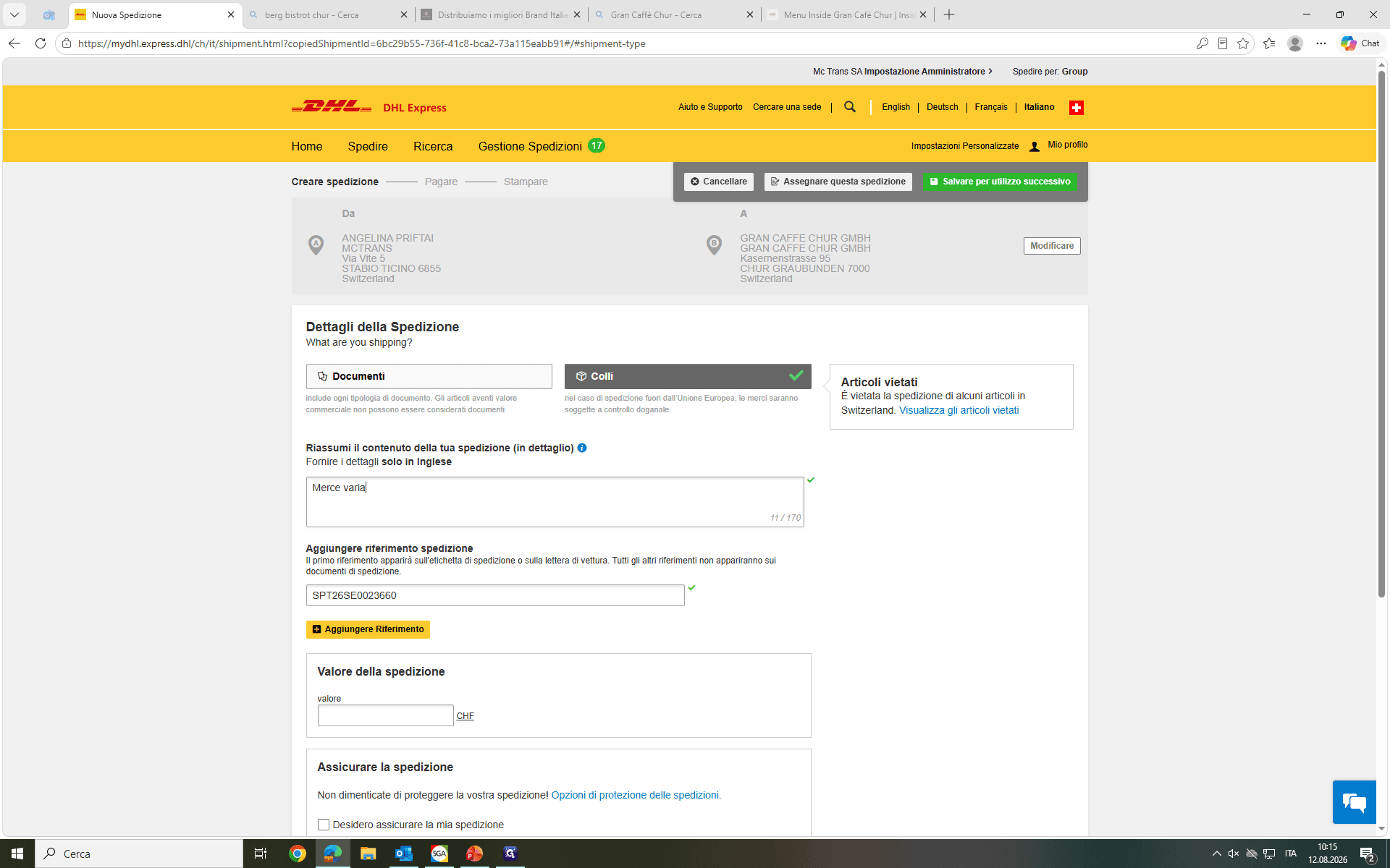 Step #3: Se necessario, fai clic su Aggiungere Riferimento per inserire note interne, numeri di fattura o codici ordine utili per la contabilità.