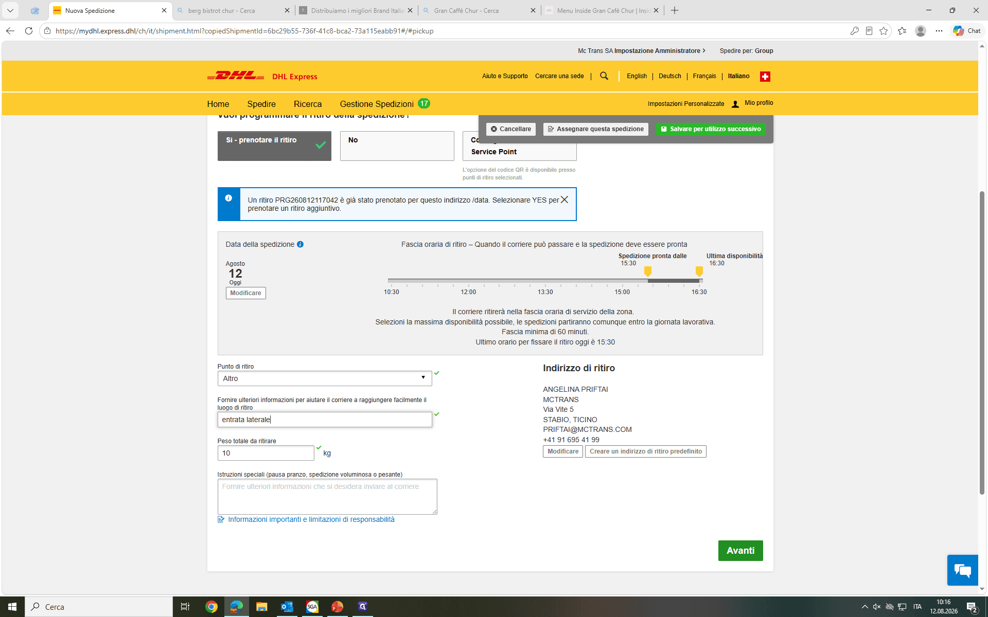 Step #11: Aggiungi istruzioni di ritiro dettagliate per agevolare il corriere (come "entrata laterale" o "suonare il campanello") e fai clic su Avanti.
