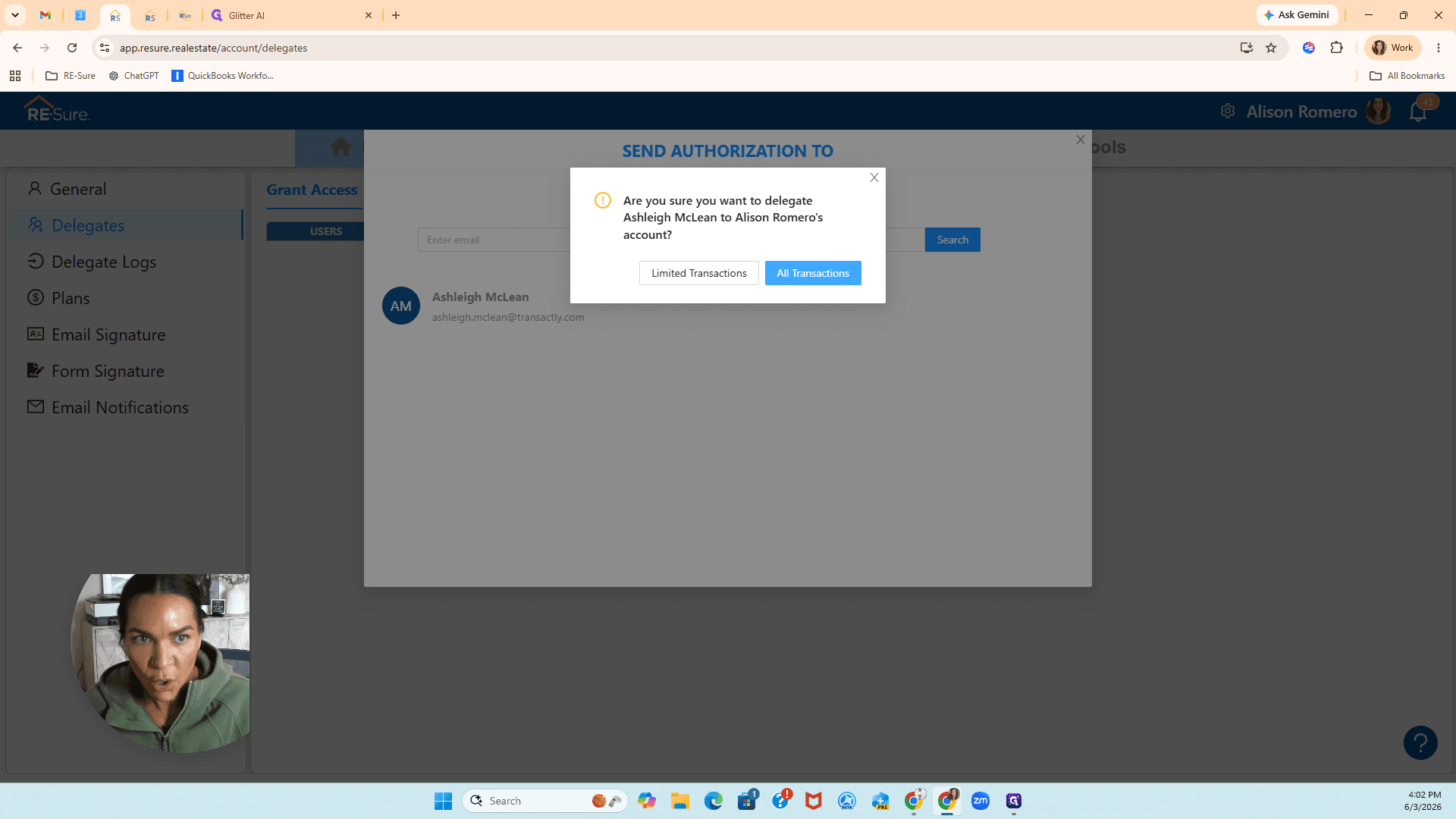 Step #9: Click All Transactions to give your transaction coordinator full working access.