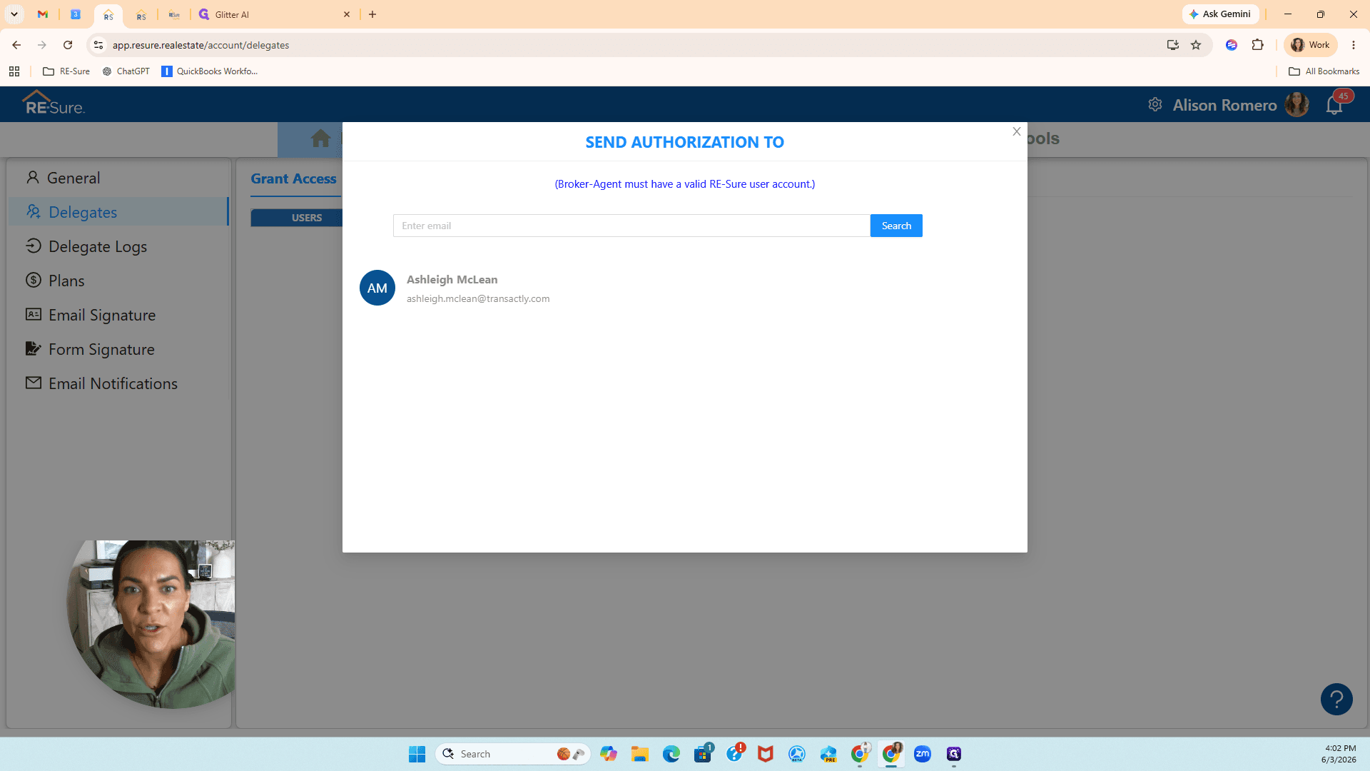 Step #8: Click on the transaction coordinator's name from the populated search results.