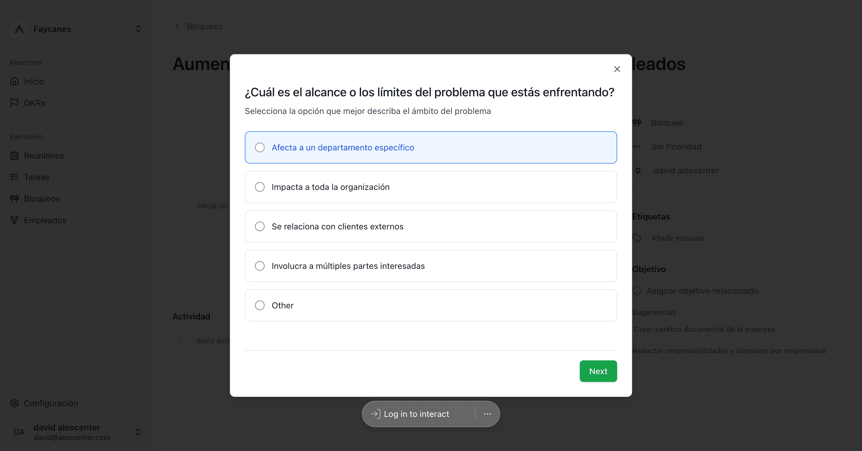 Step #61: Hagan clic en "Afecta a un departamento específico"