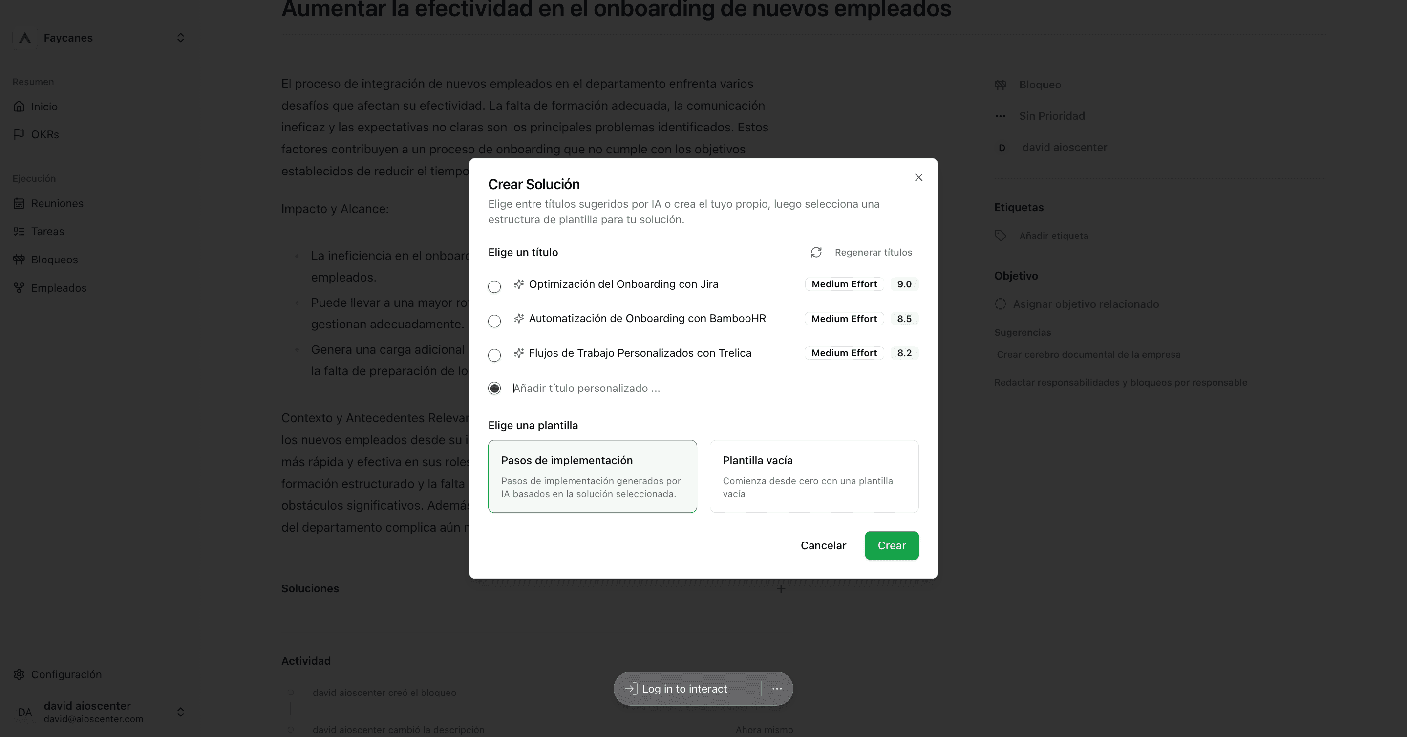 Step #91: Hagan clic en "La ineficiencia en el onboard"