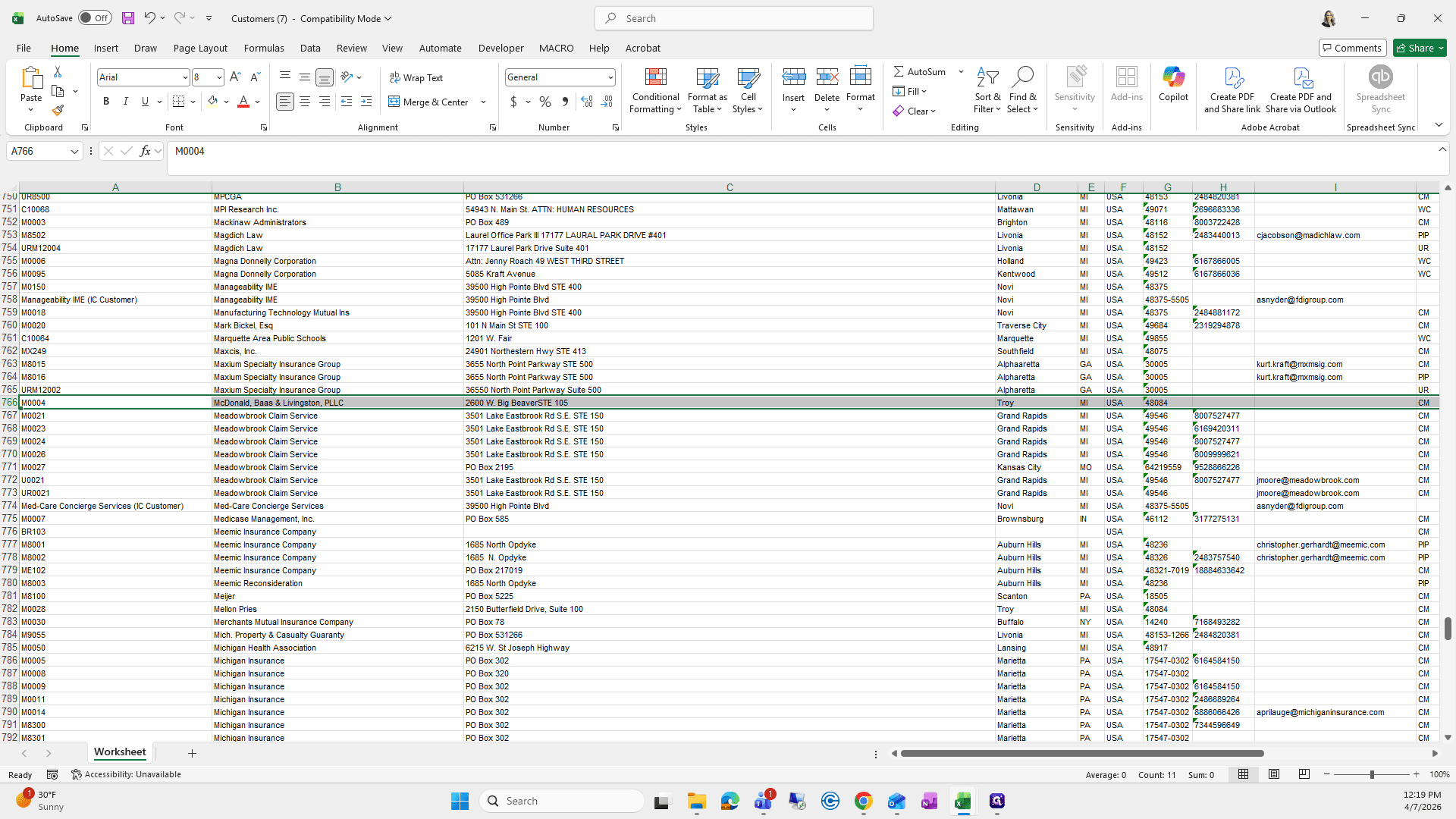Step #33: Click on "Meadowbrook Claim Service"