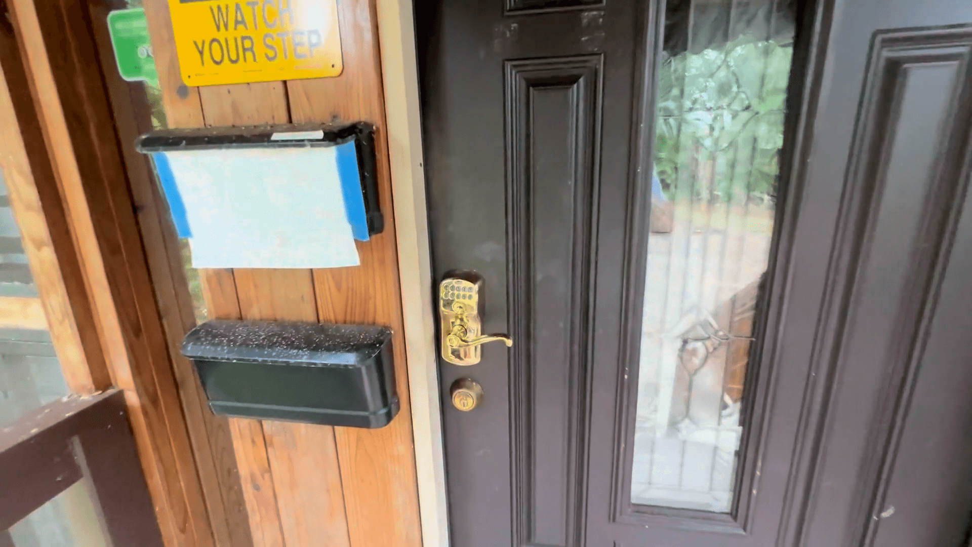 Step #3: Make your way to the front door. Use code 3894.