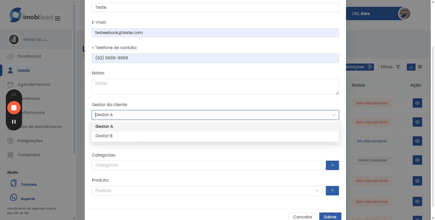 Step #10: Click "Gestor do cliente :"
