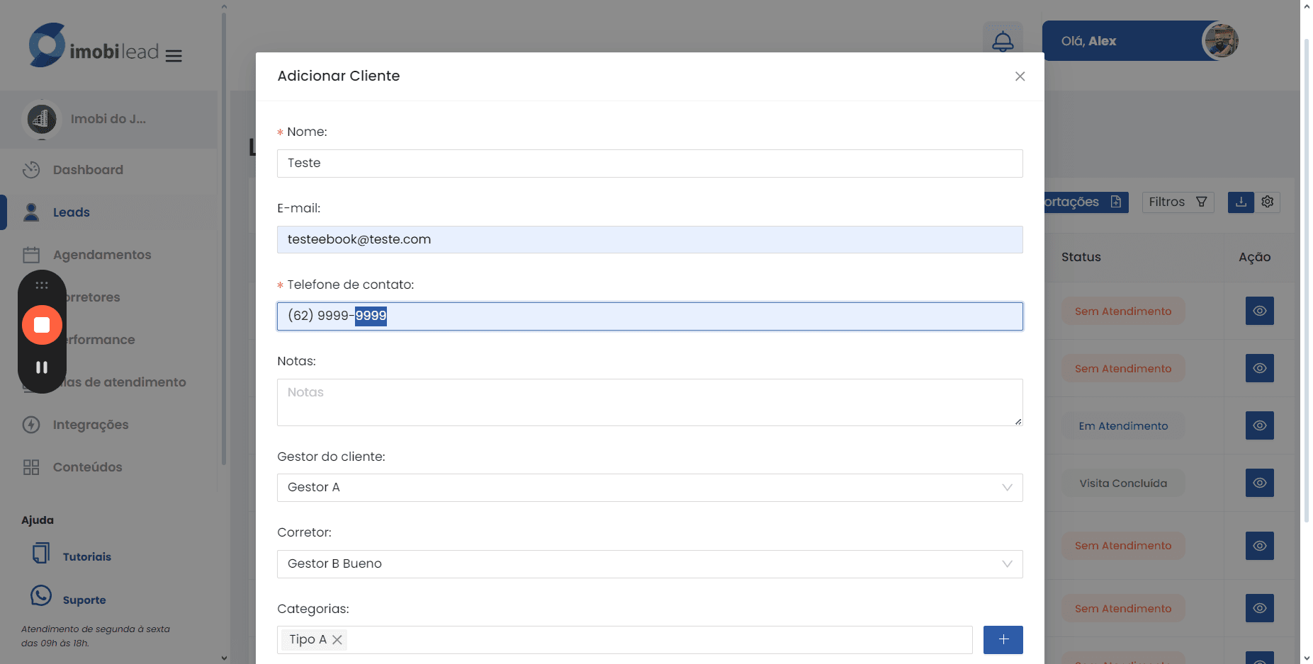 Step #20: Click "testeebook@teste.com"
