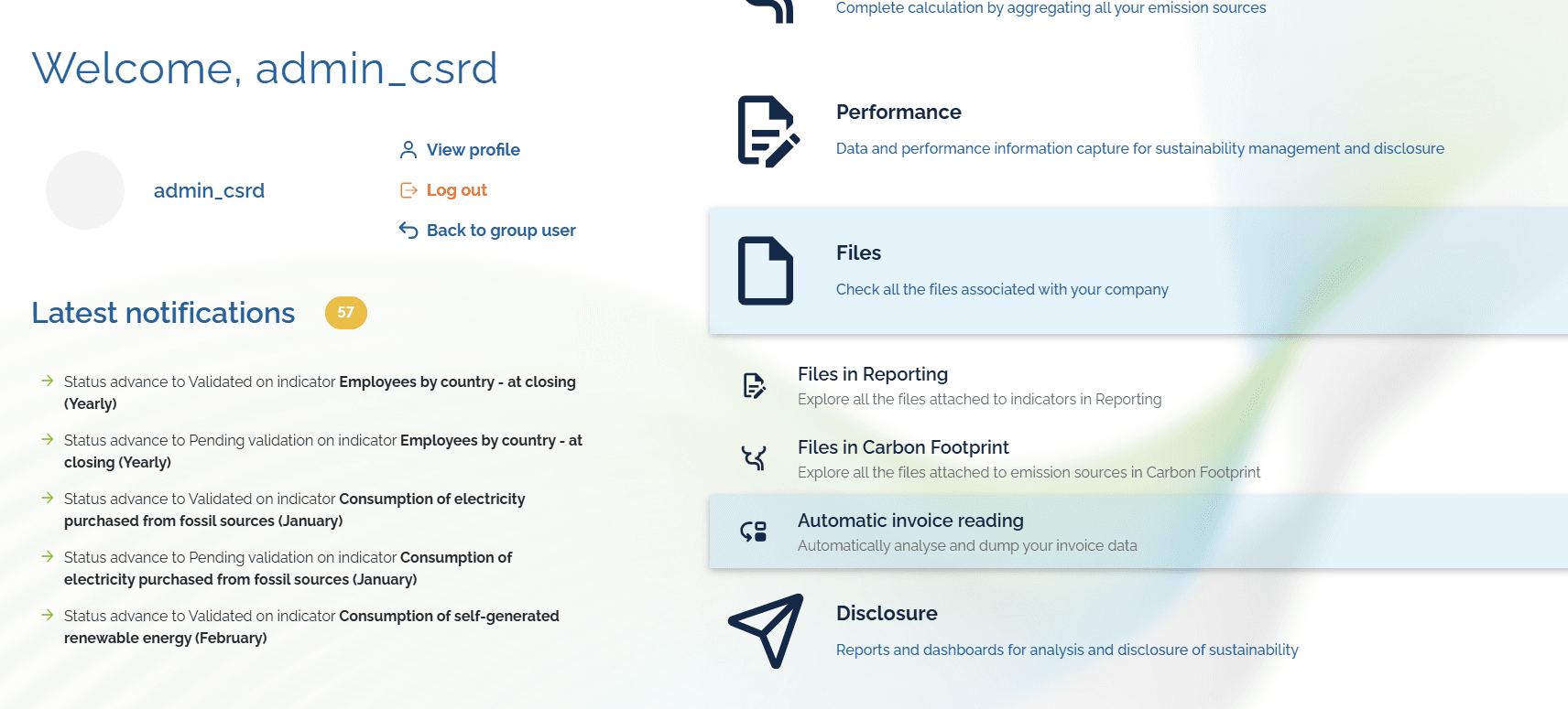 Step #1: Click "Files" and then "Automatic invoice reading".
