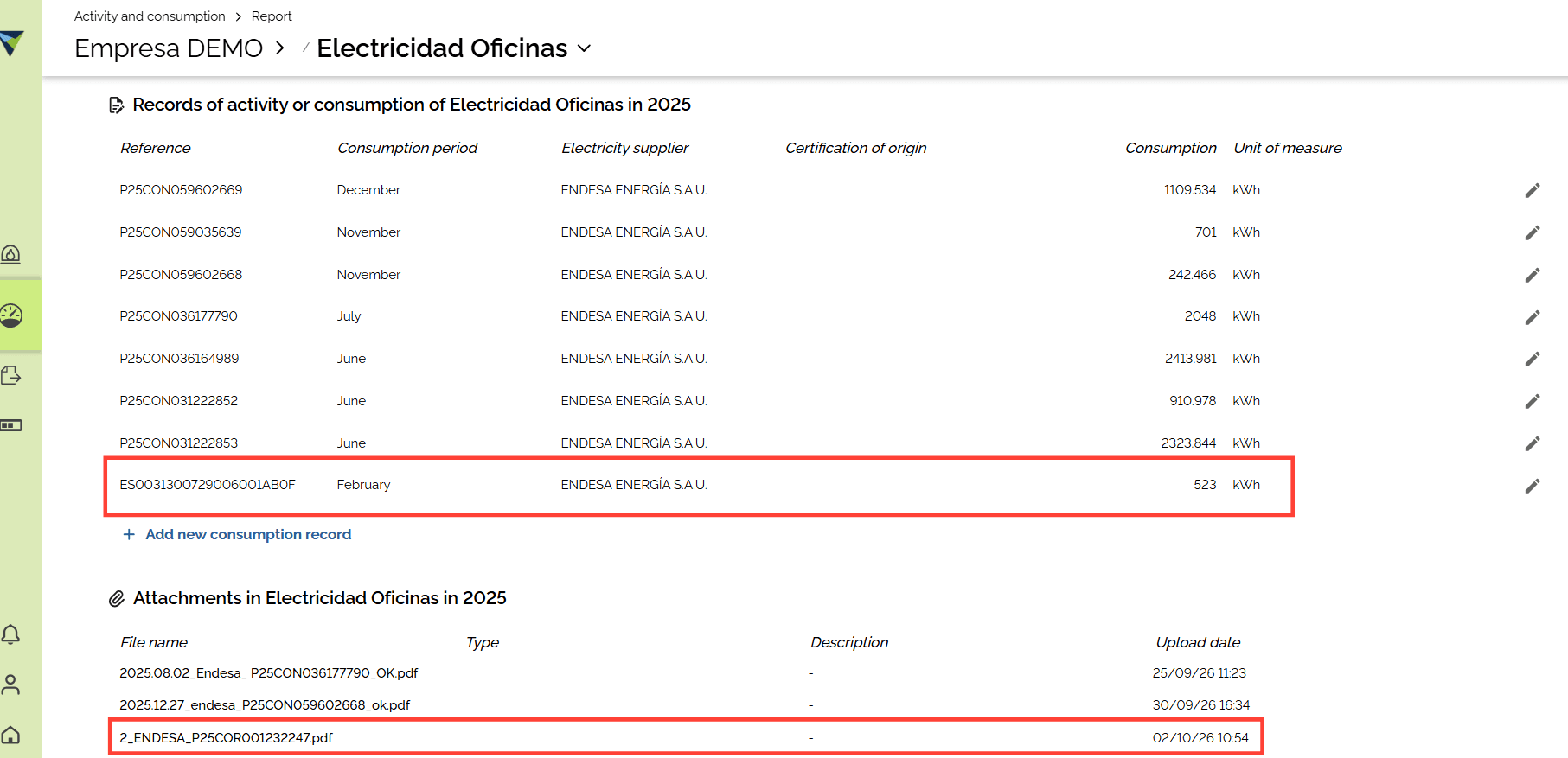 Step #12: You can see the loaded data, the attached file, and the Excel file with the consolidated information that was loaded.