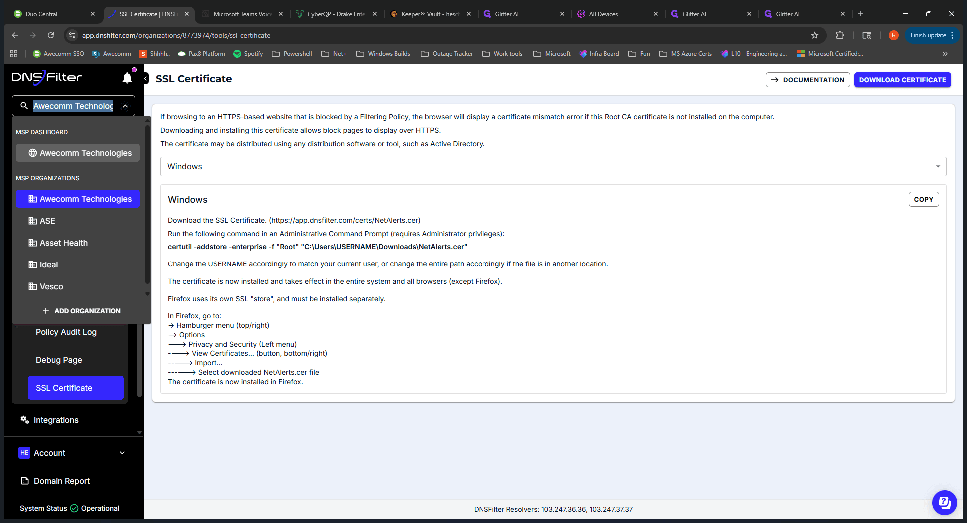 Step #47: Click on "Q Awecomm Technolog"