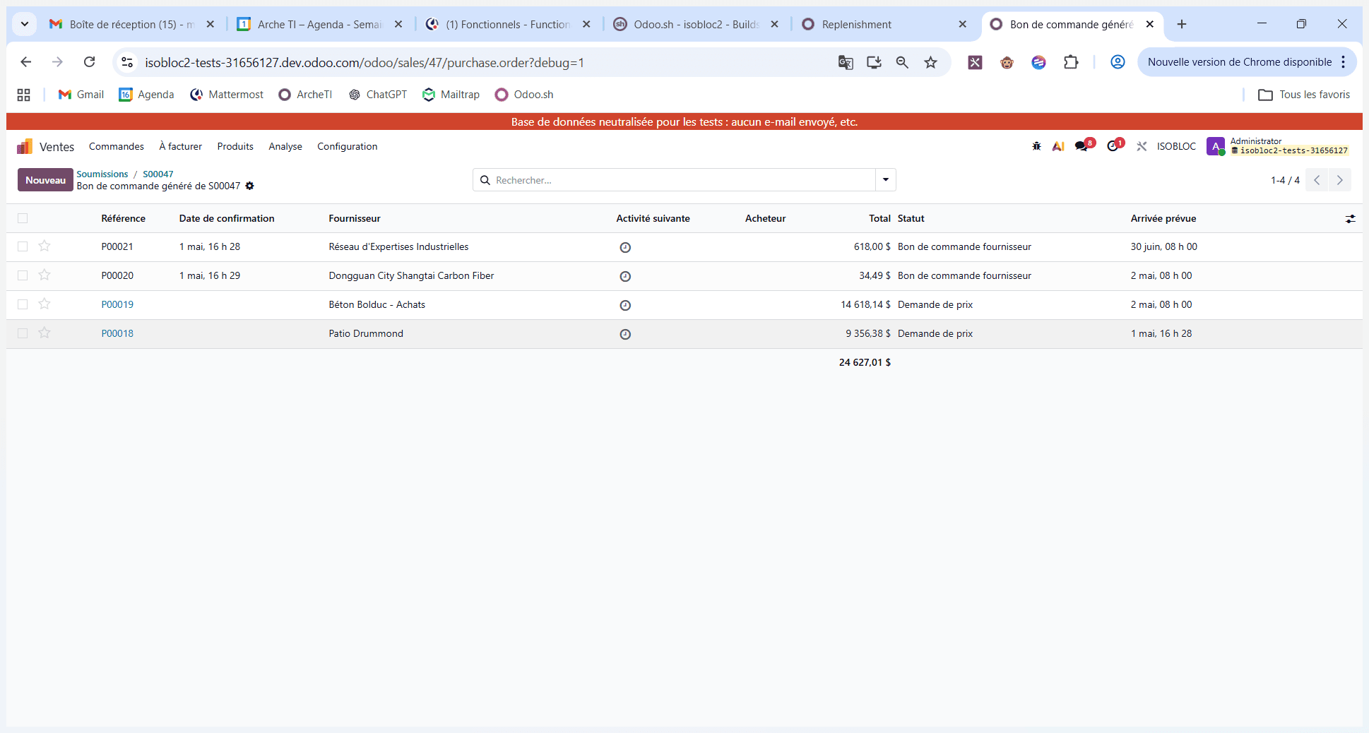 Step #12: Sélectionnez le bon de commande du fournisseur en charge du dropshipping (ex. Patio Drummond).