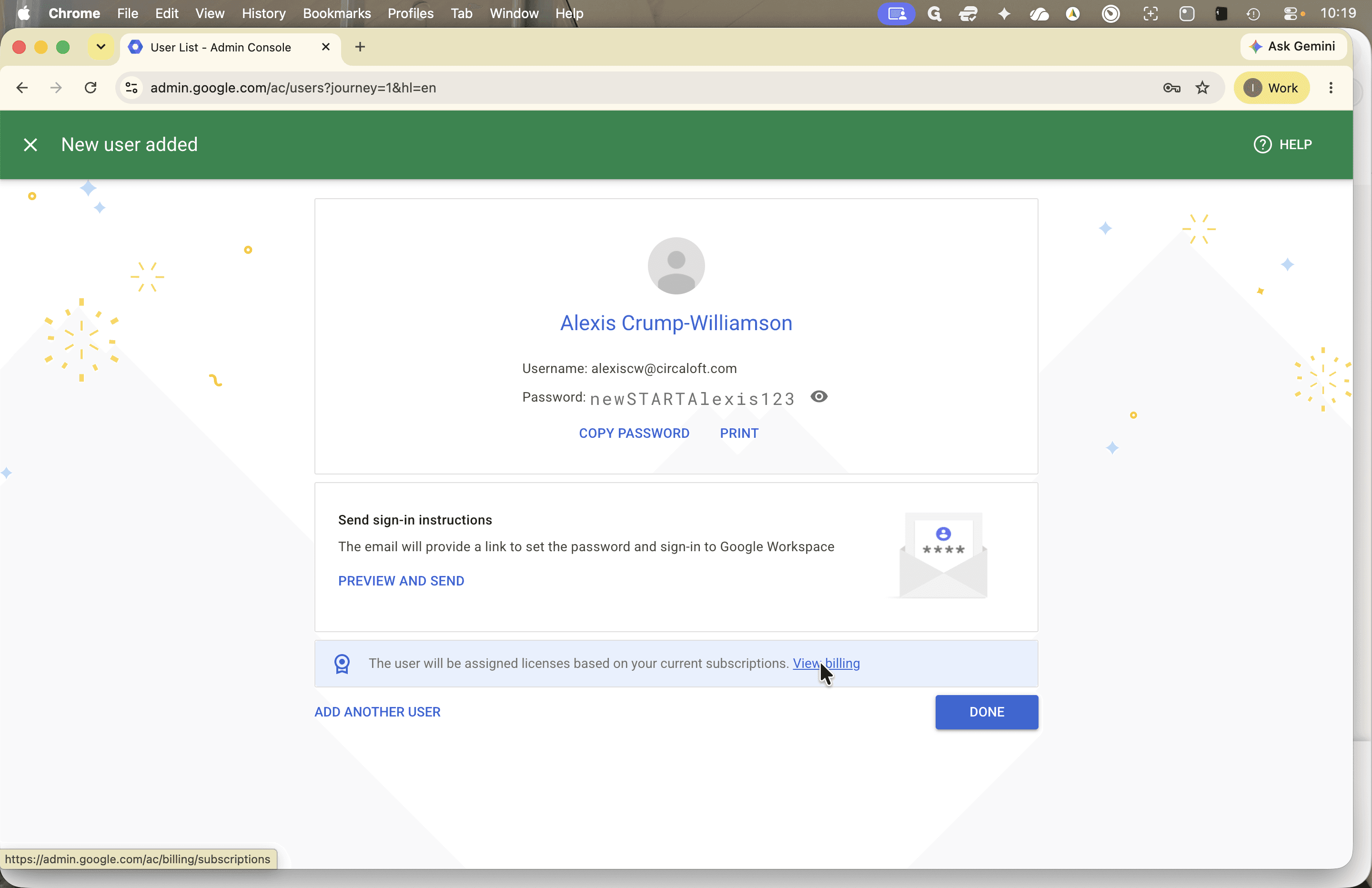 Step #9: Click View billing on the confirmation banner.