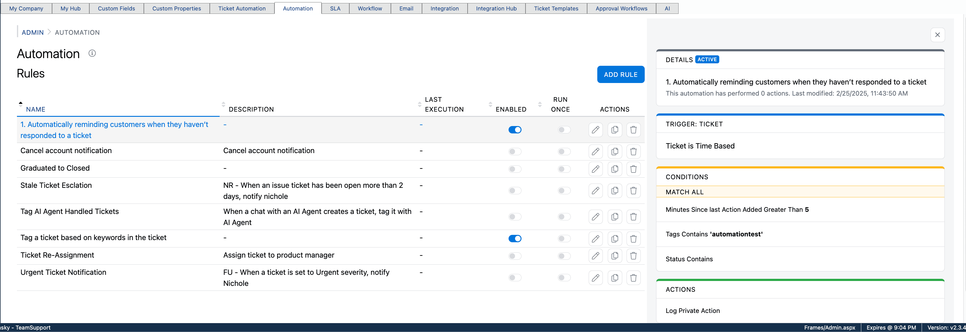 Step #2: Click on a rule name to view a preview of it's configuration