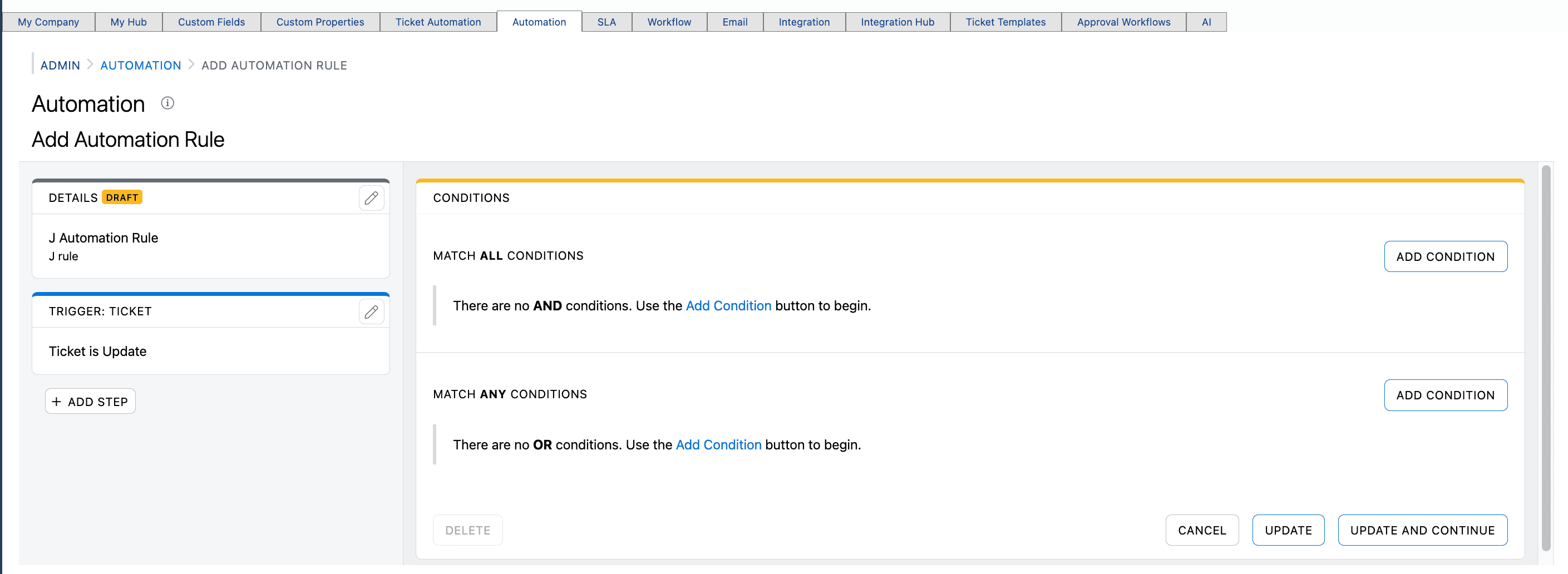 Step #10: Click on "ADD CONDITION"