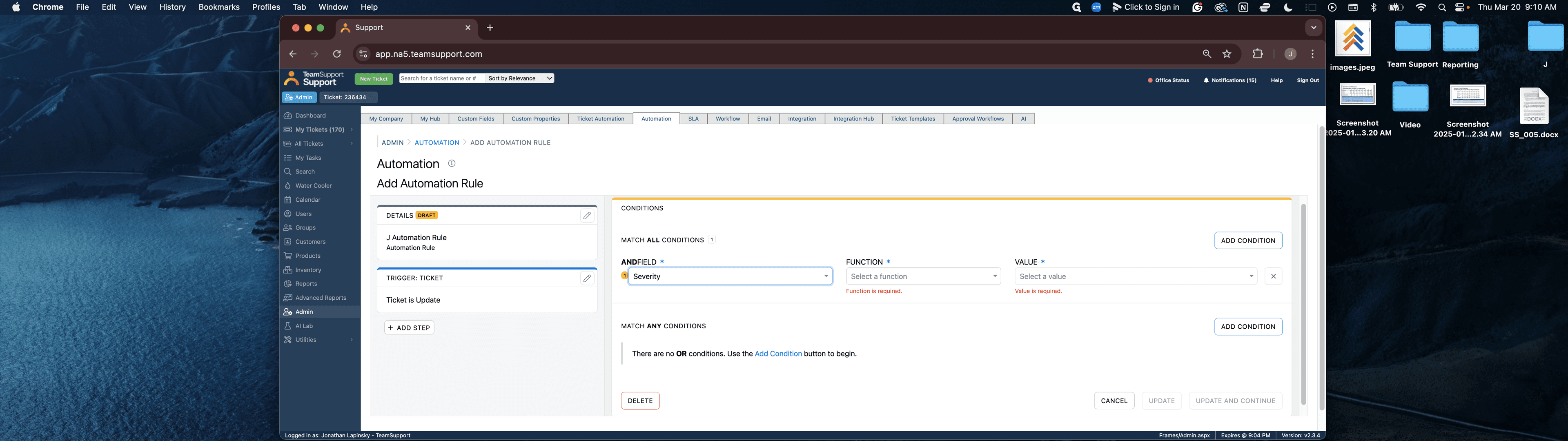 Step #12: Click on "Select a function". This is the conditional logic.