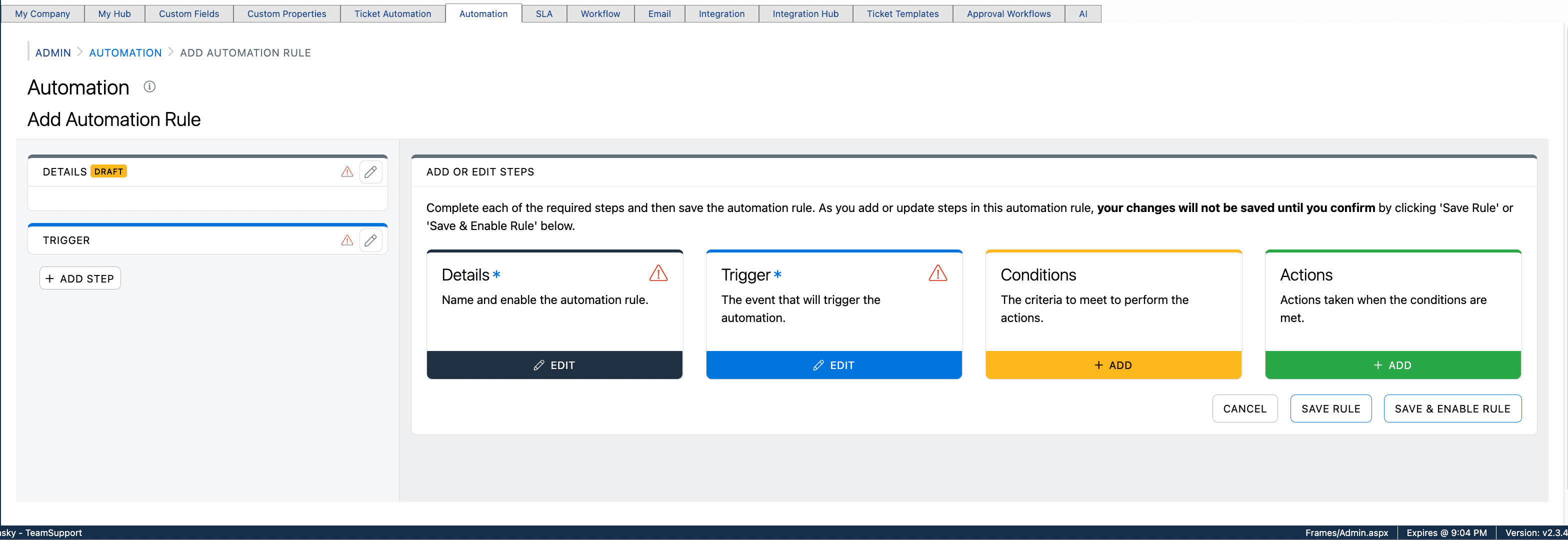 Step #3: Click "Add Rule". You will see the 4 key elements of a rule.