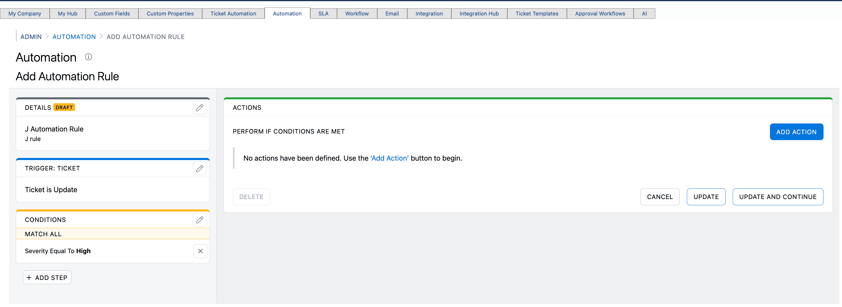 Step #17: Click on "ADD ACTION"