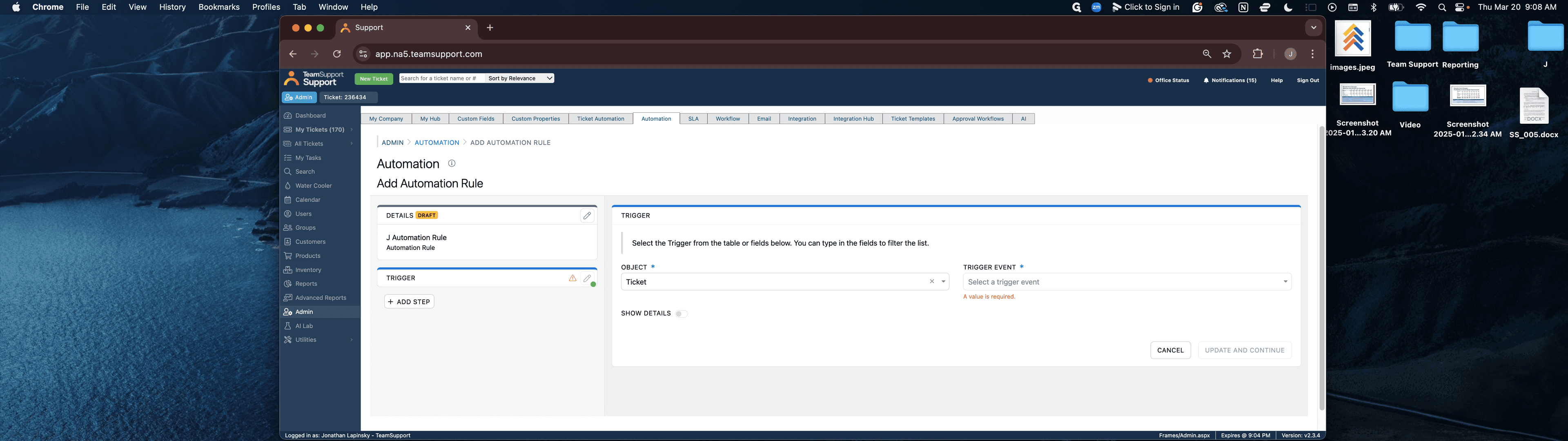 Step #7: You can now edit the trigger section