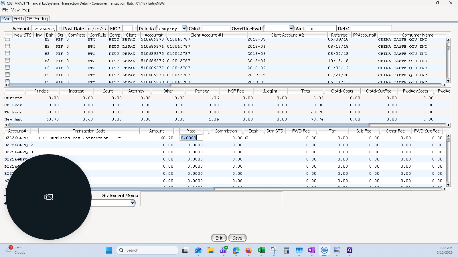 Step #10: Using BCP to correct a prior year payment