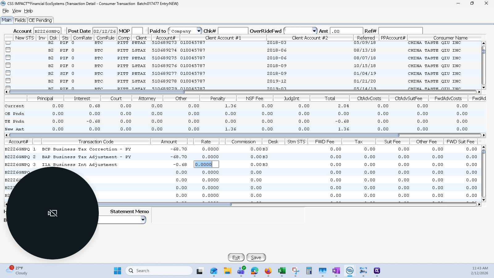 Step #12: Use "I1A Business Int Adjustment"