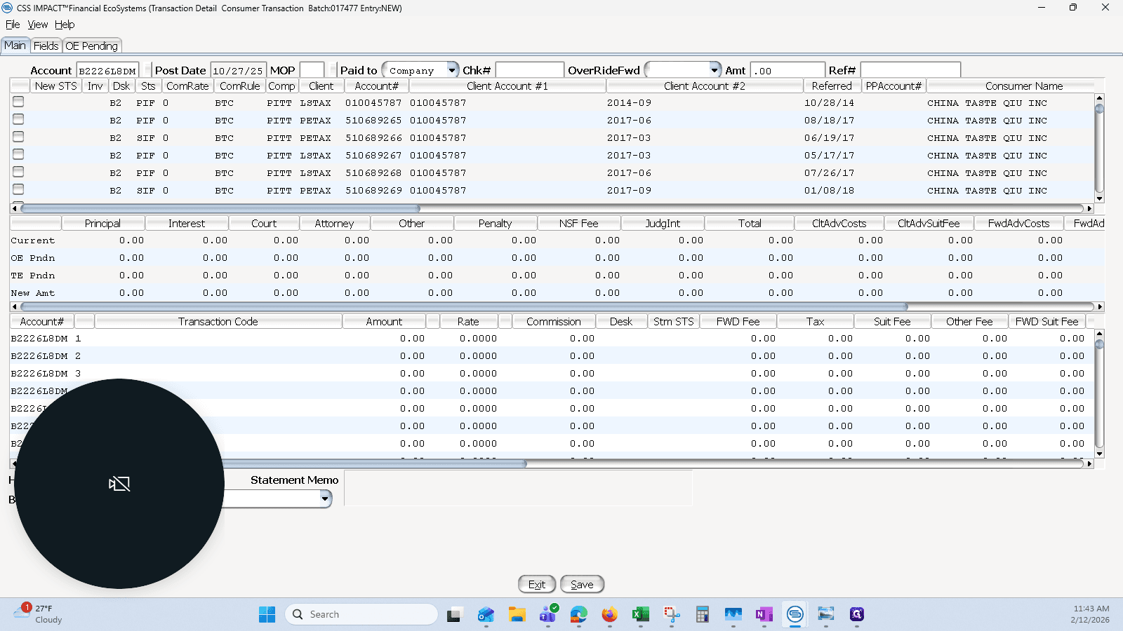 Step #15: Enter the transaction code BCP to credit the payment, along with the dollar amount