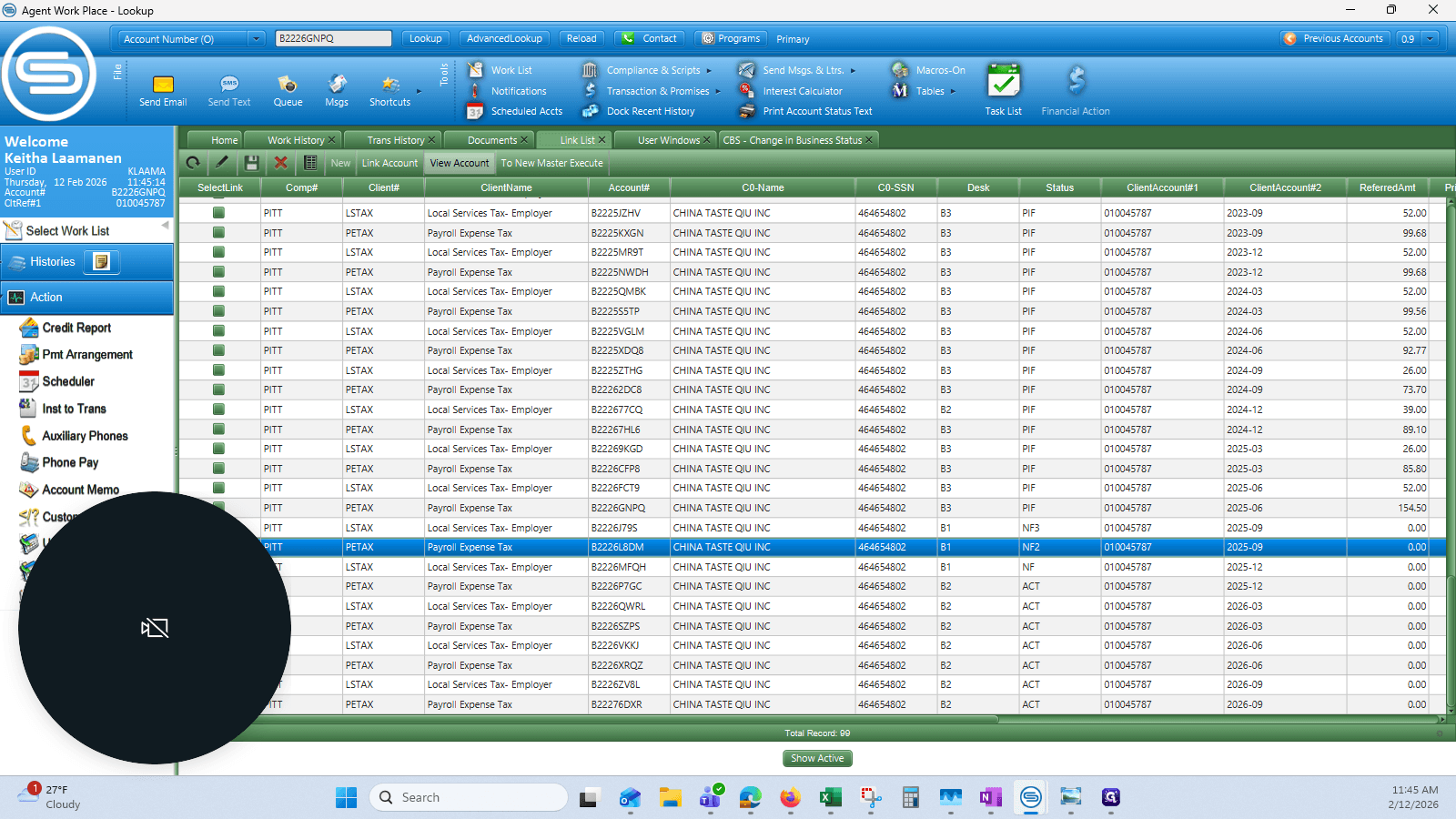 Step #25: Select the line of your destination account and click on "View Account"