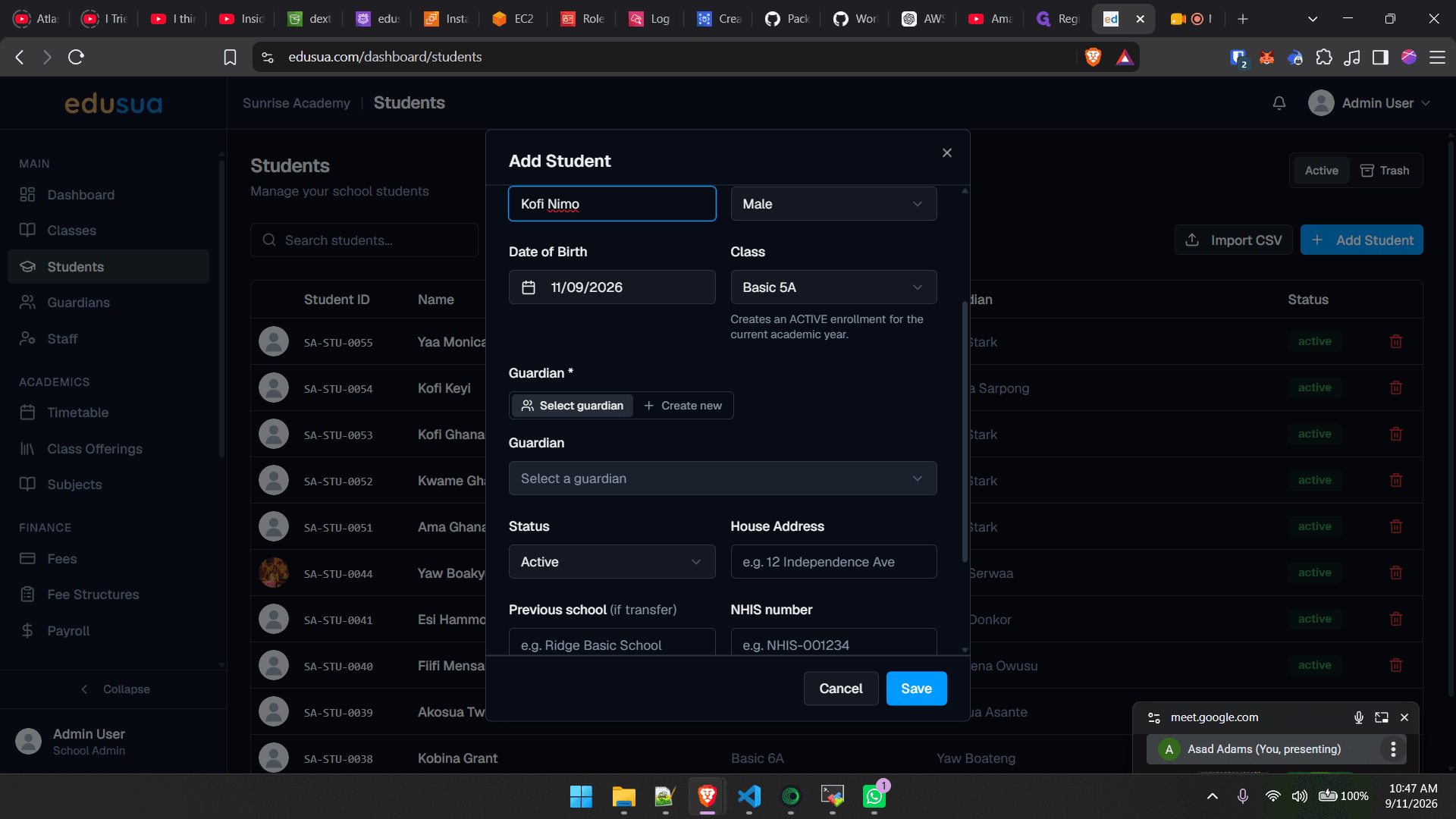 Step #9: Click Select a guardian.