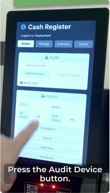 Step #2: Press the 'Audit bill device' button.