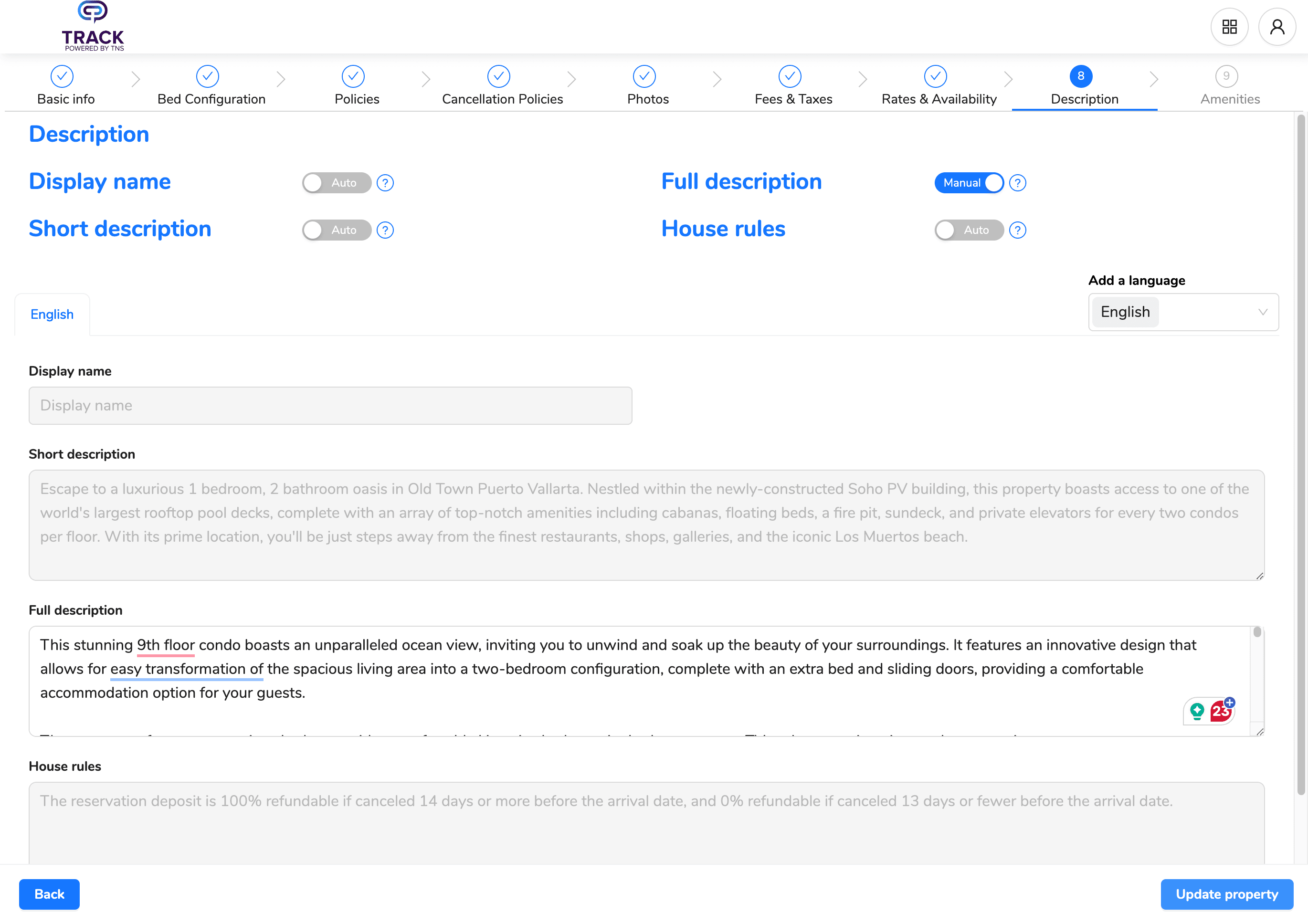 Step #170: Click on "Update property"