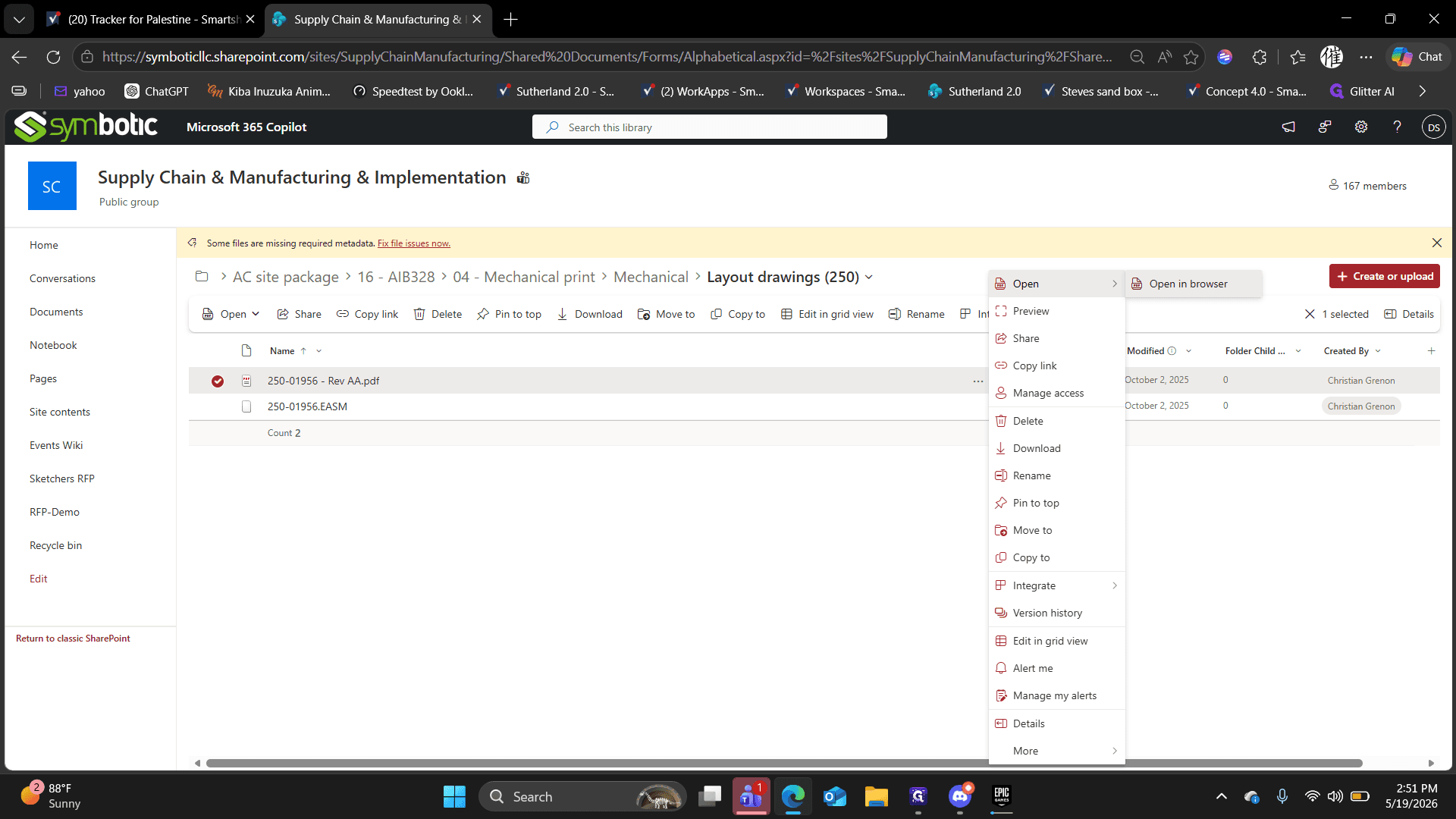 Step #6: Click Open in browser to view the document without downloading it to your local machine.