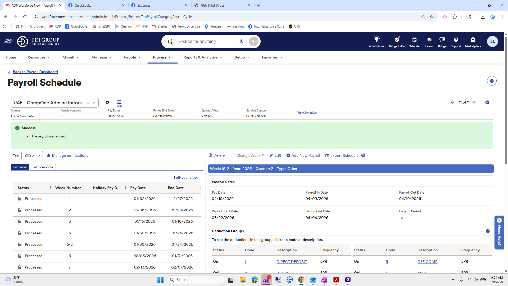 Step #35: Click on "← Back to Payroll Dashboard"