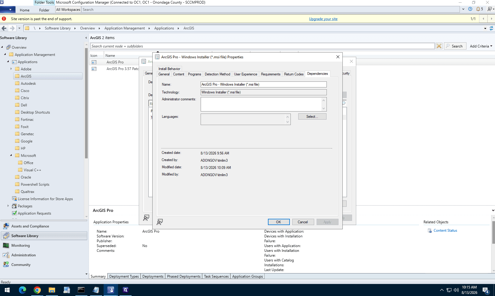 Step #34: Repeat this process on the base ArcGIS Pro deployment type properties to add Microsoft ODBC Driver 18 as a dependency.