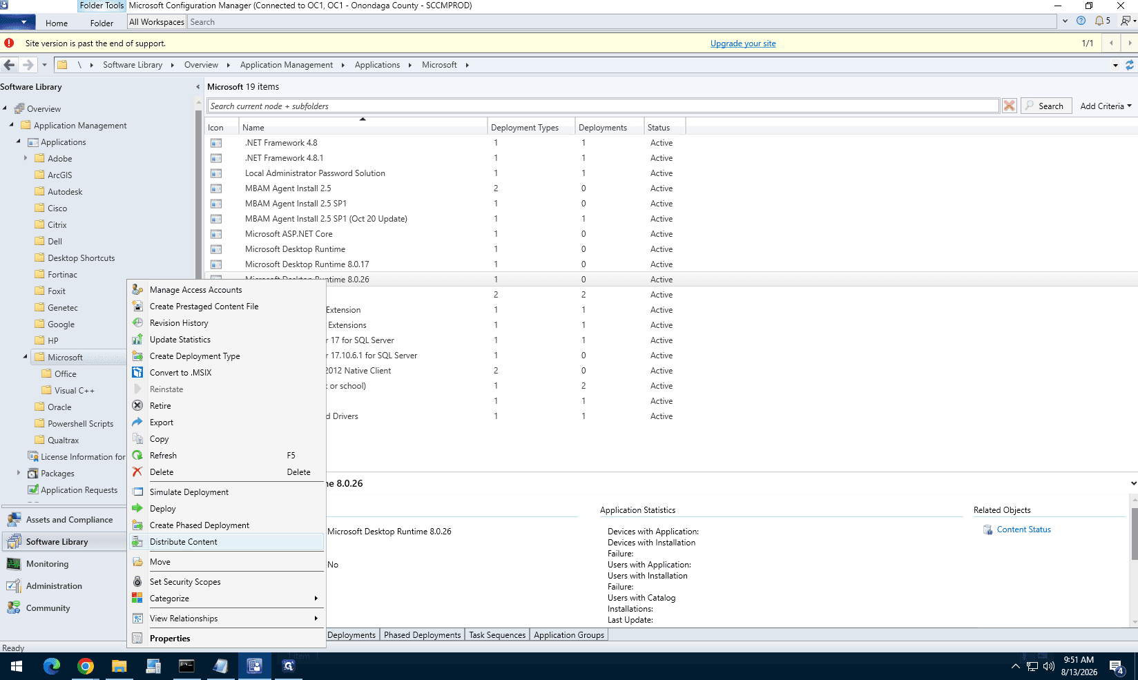 Step #6: Right-click the new application and select Distribute Content to send it to your distribution point groups.