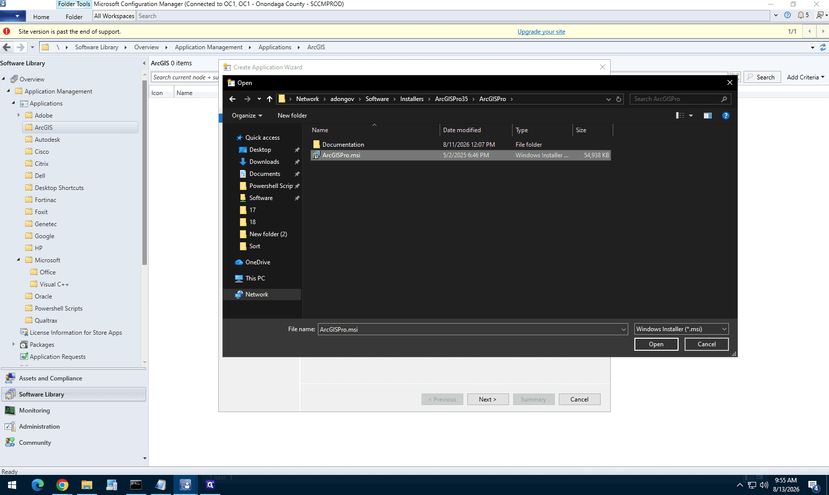 Step #12: Browse to your installation directory and select the ArcGISPro.msi installer.