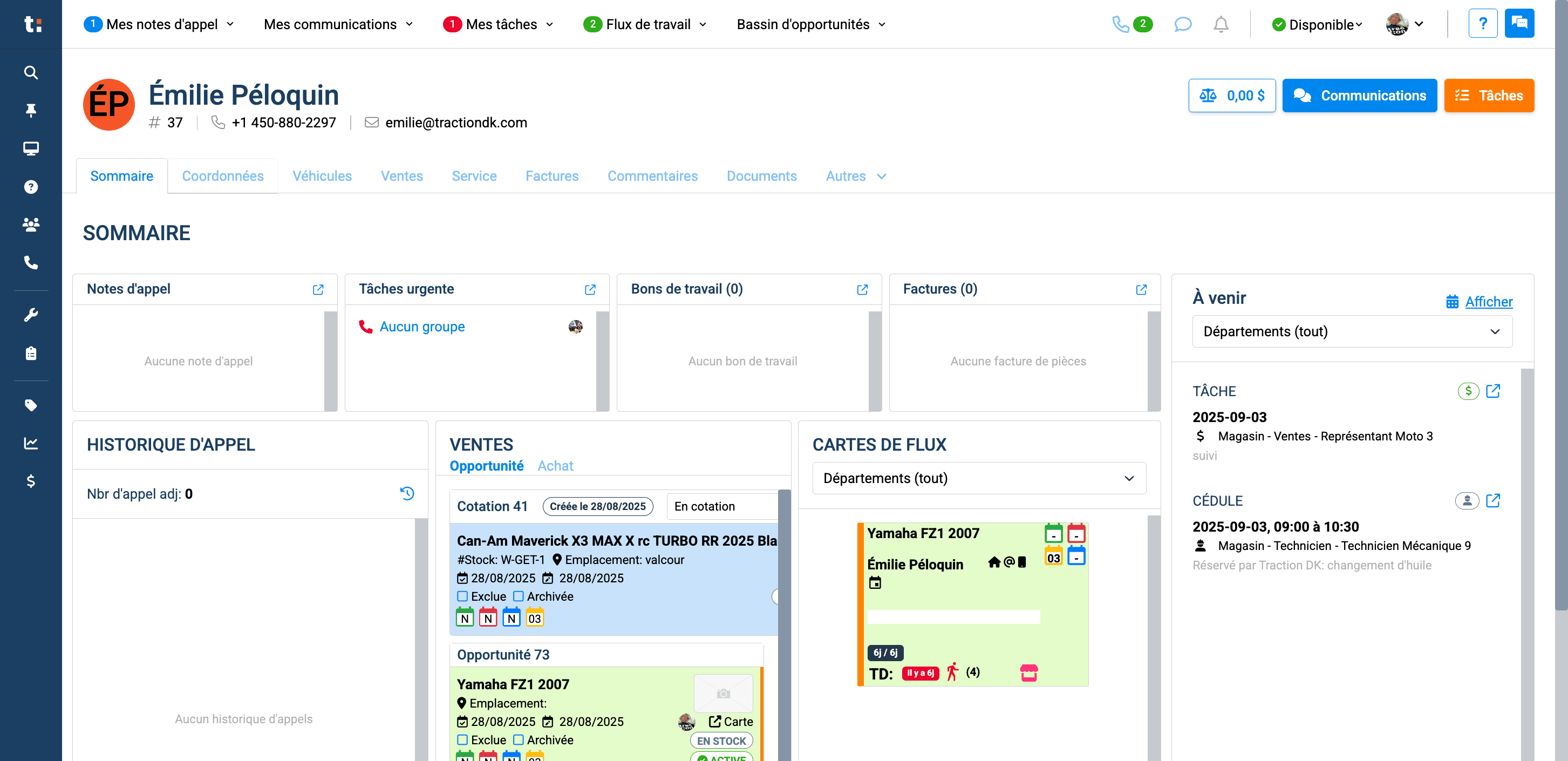 Step #3: Dans la fiche client, vous accédez automatiquement au sommaire. Vous y verrez les informations les plus importantes concernant le client.