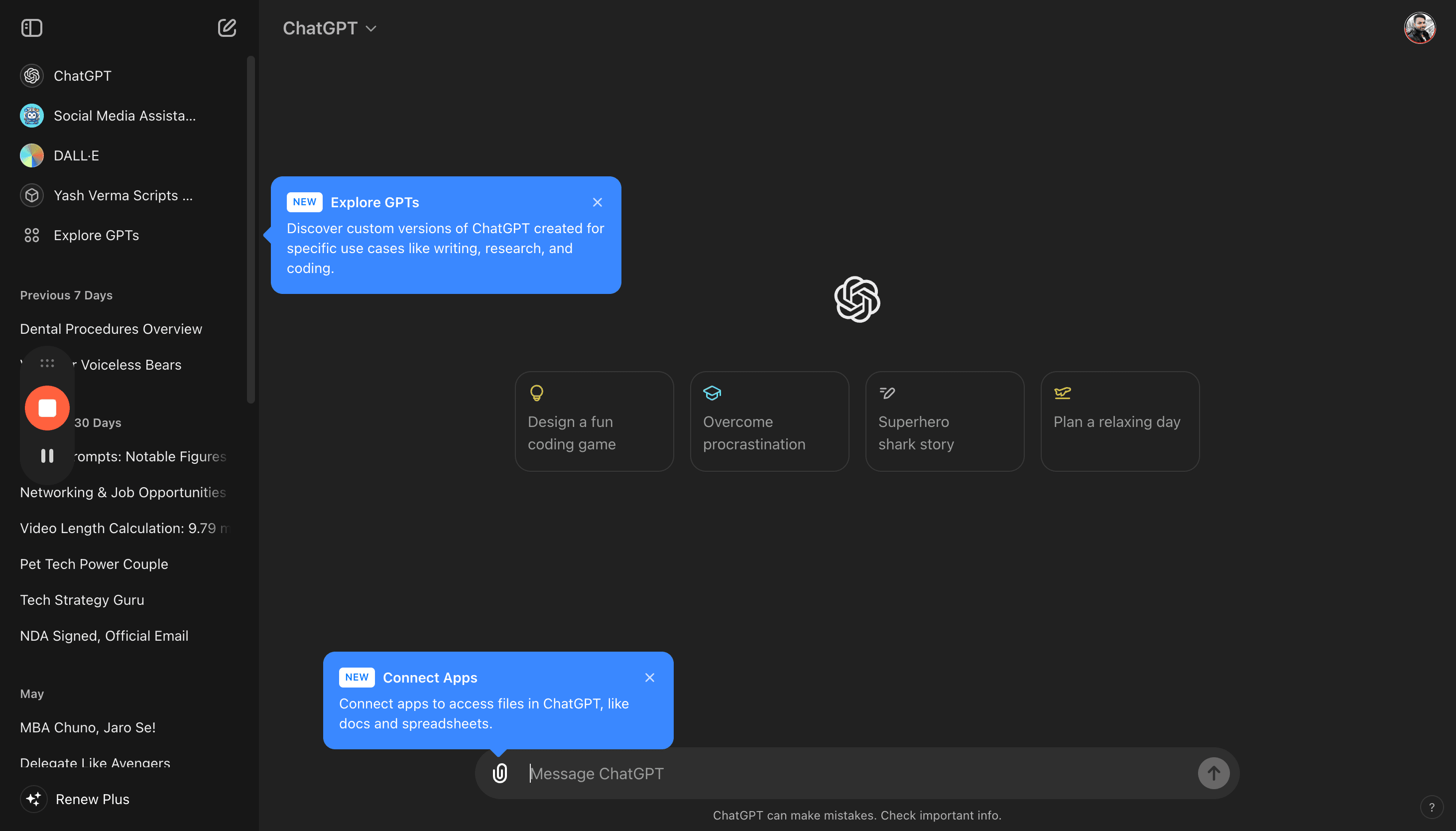 Step #11: Click "Message ChatGPT"