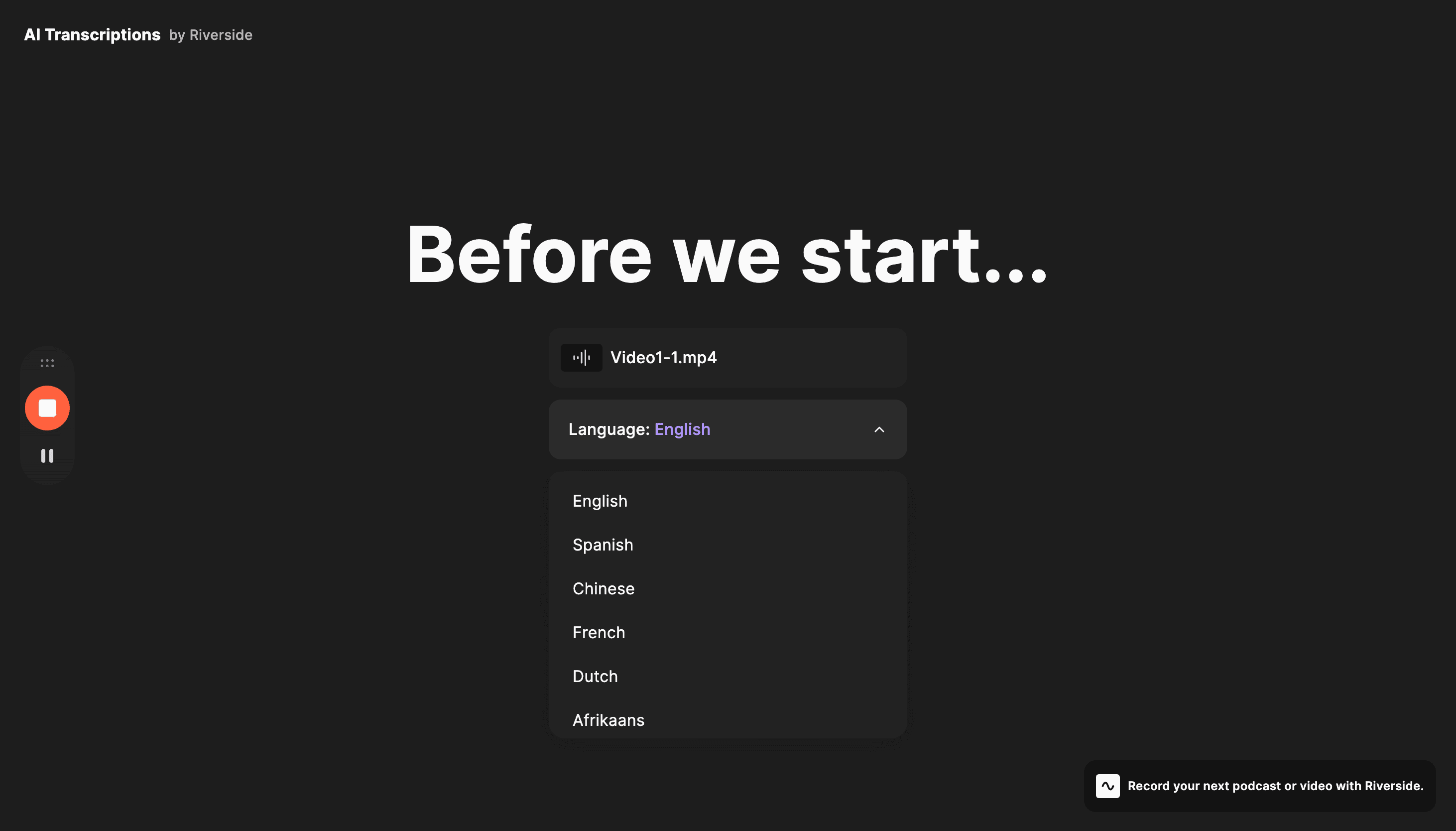 Step #7: Click "English"