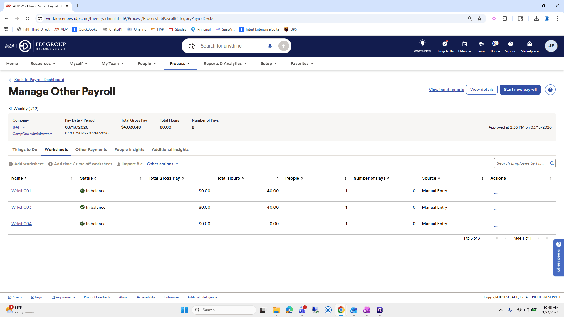 Step #108: Click on "Start new payroll"