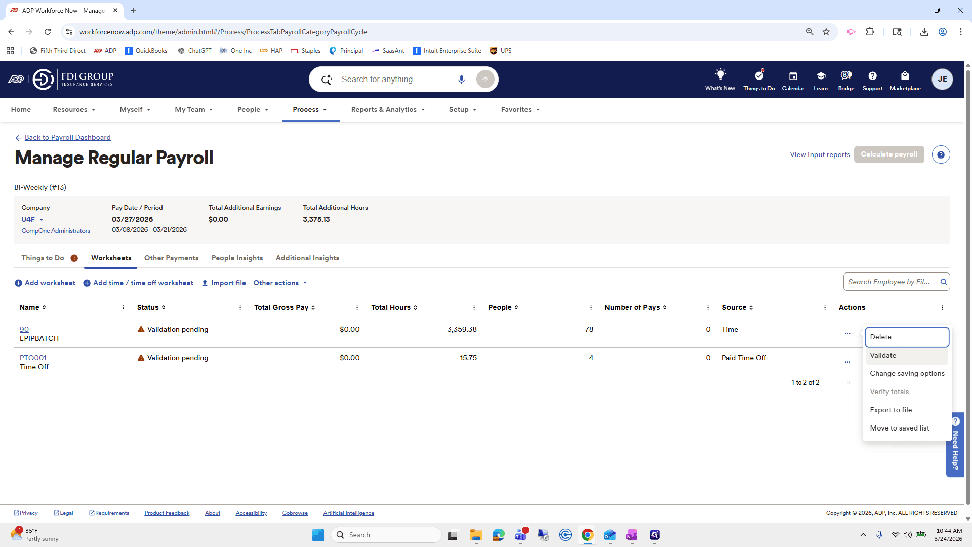 Step #130: Click on "Validate"