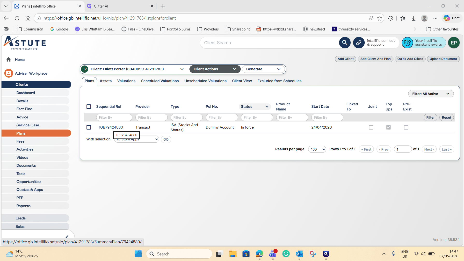 Step #1: Click on the main plan reference number (e.g., IOB79424880).