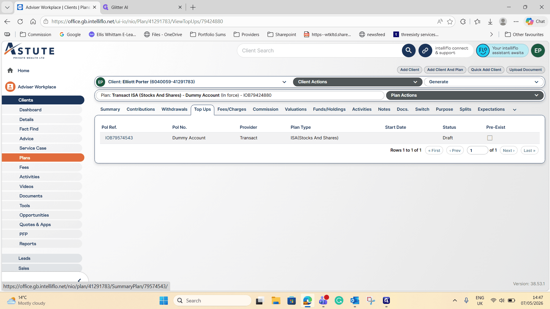 Step #3: Select the reference number for your draft top-up (e.g., IOB79574543).