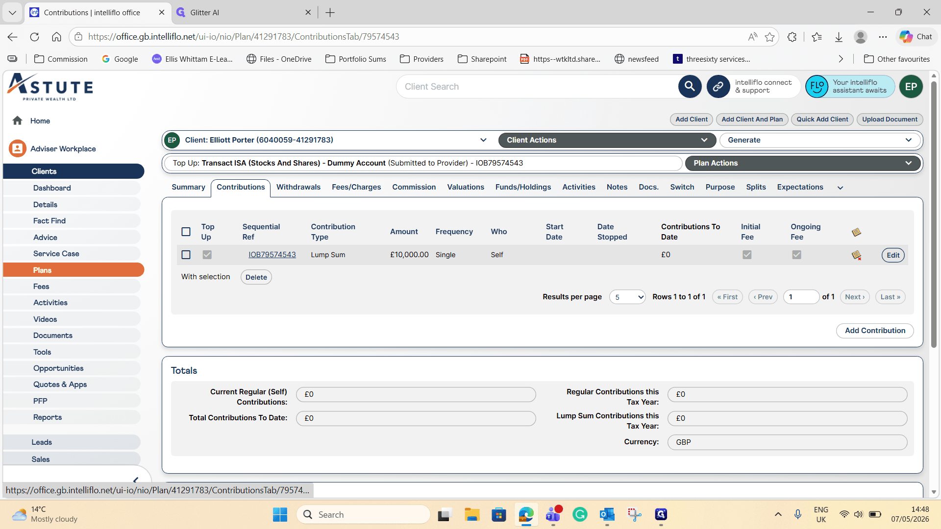 Step #5: Click Edit next to the lump sum contribution record.