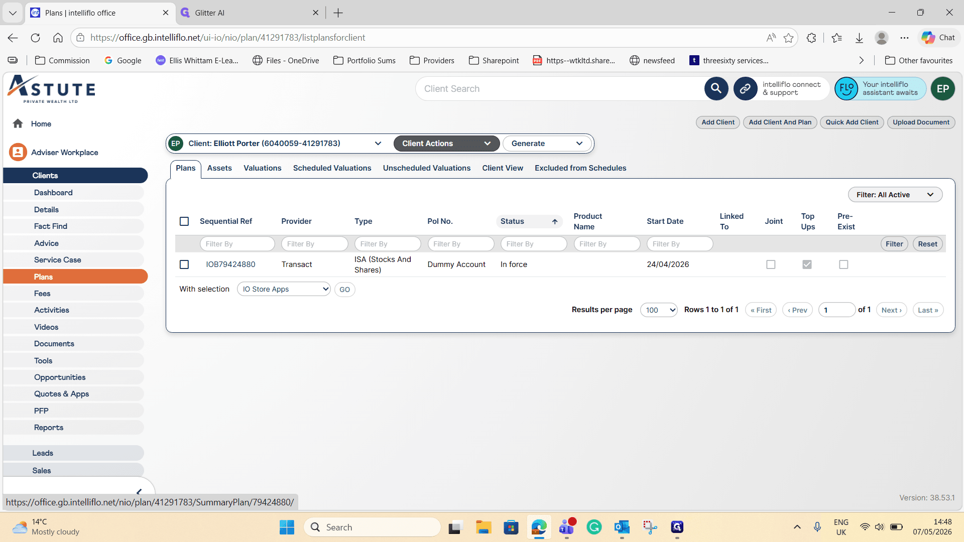 Step #15: Navigate back to the parent plan by clicking its reference number.