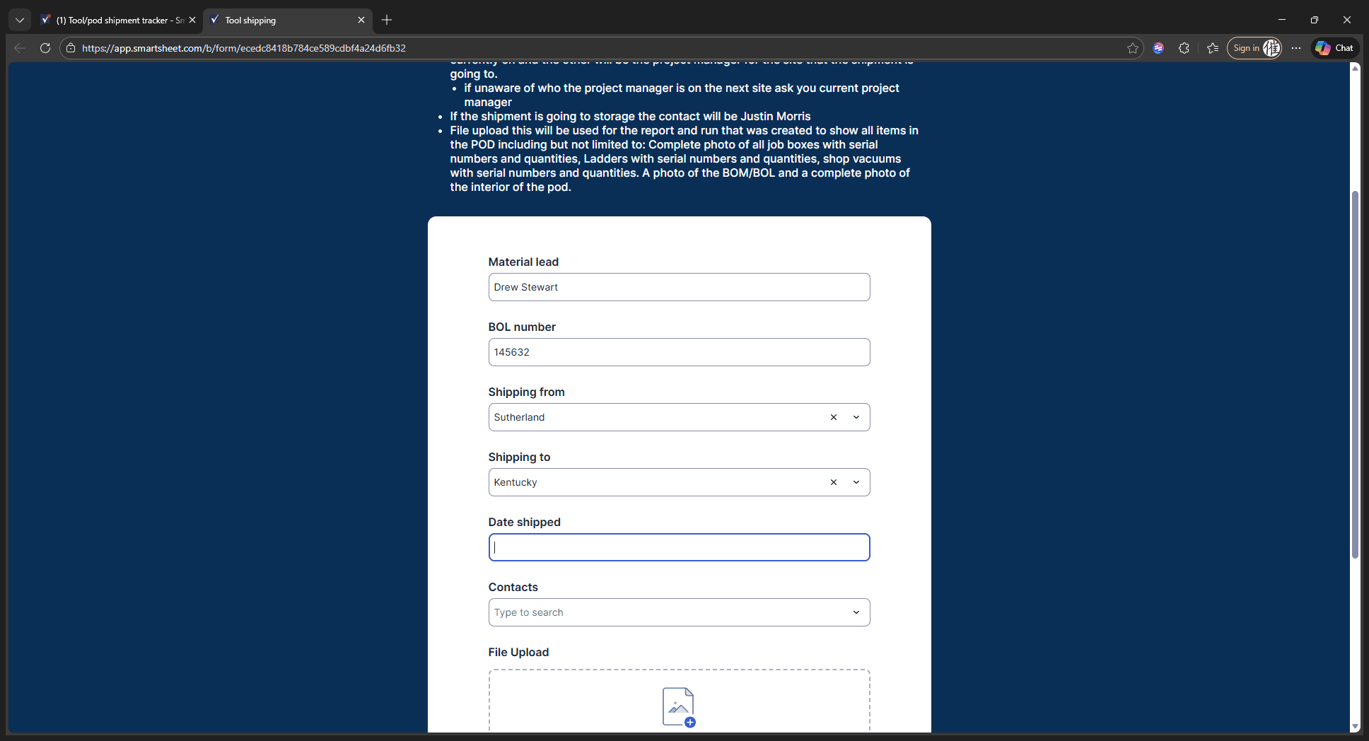 Step #6: Click "date shipped"