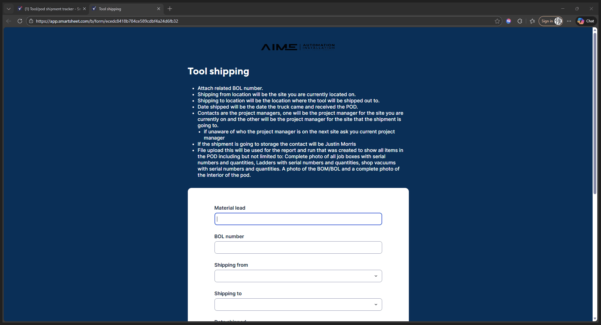 Step #1: Click "Material lead"