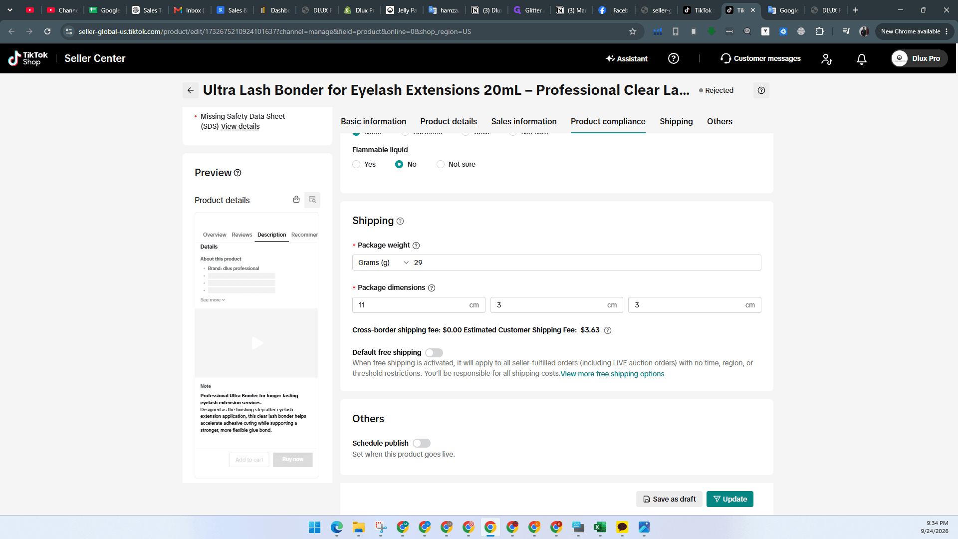 Step #5: Click Update to submit the modified product listing.