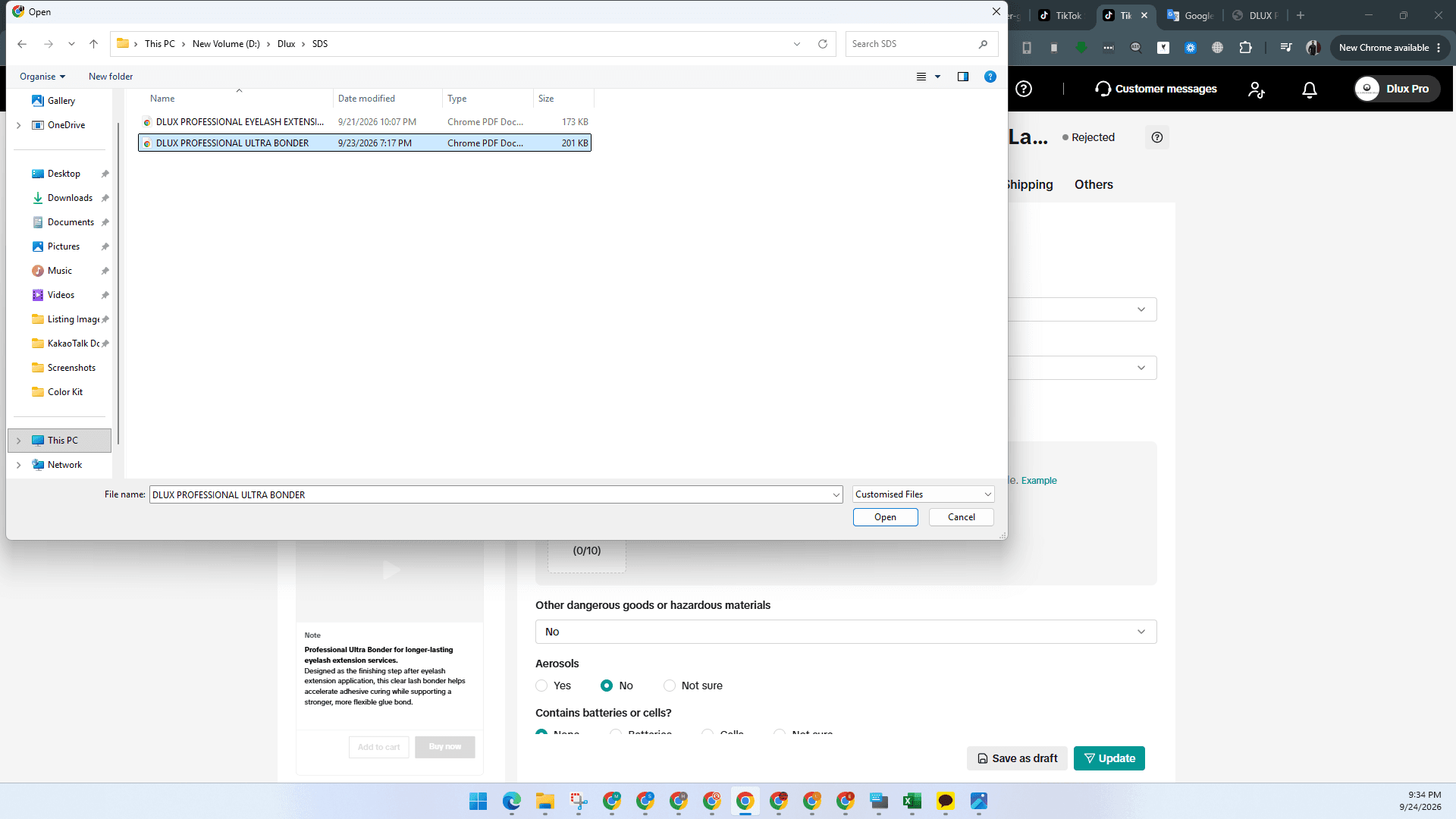 Step #4: Select and upload your product's SDS PDF document.