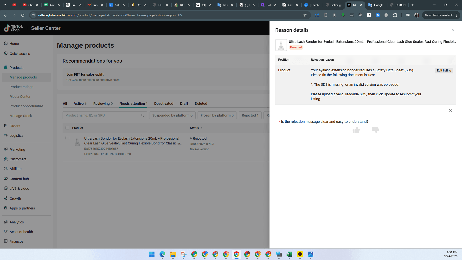 Step #4: Click Edit listing to open the product editor.