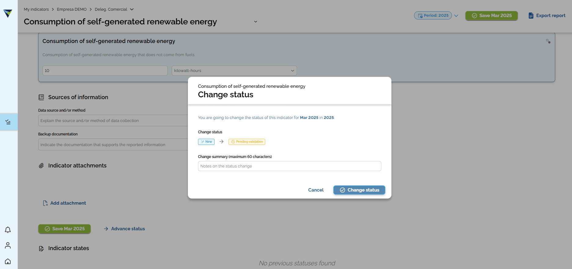 Step #9: A window will appear showing the status change. If you want, you can add a note in the "Change summary" field. Then click "Change status" to continue.