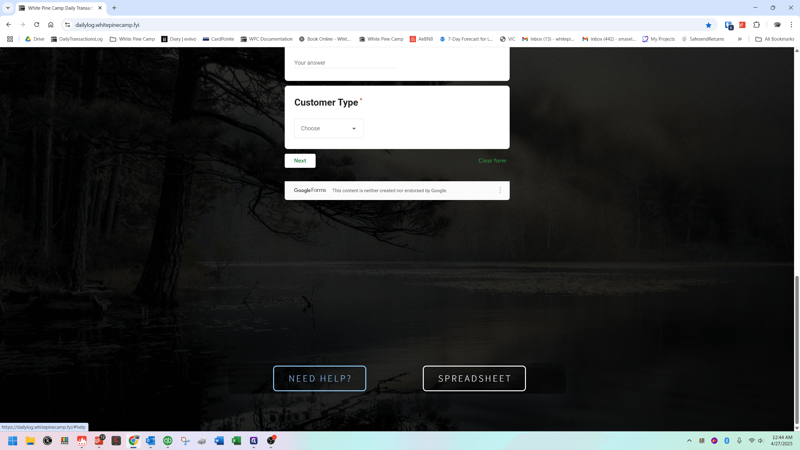 Step #12: Click on "NEED HELP ?"