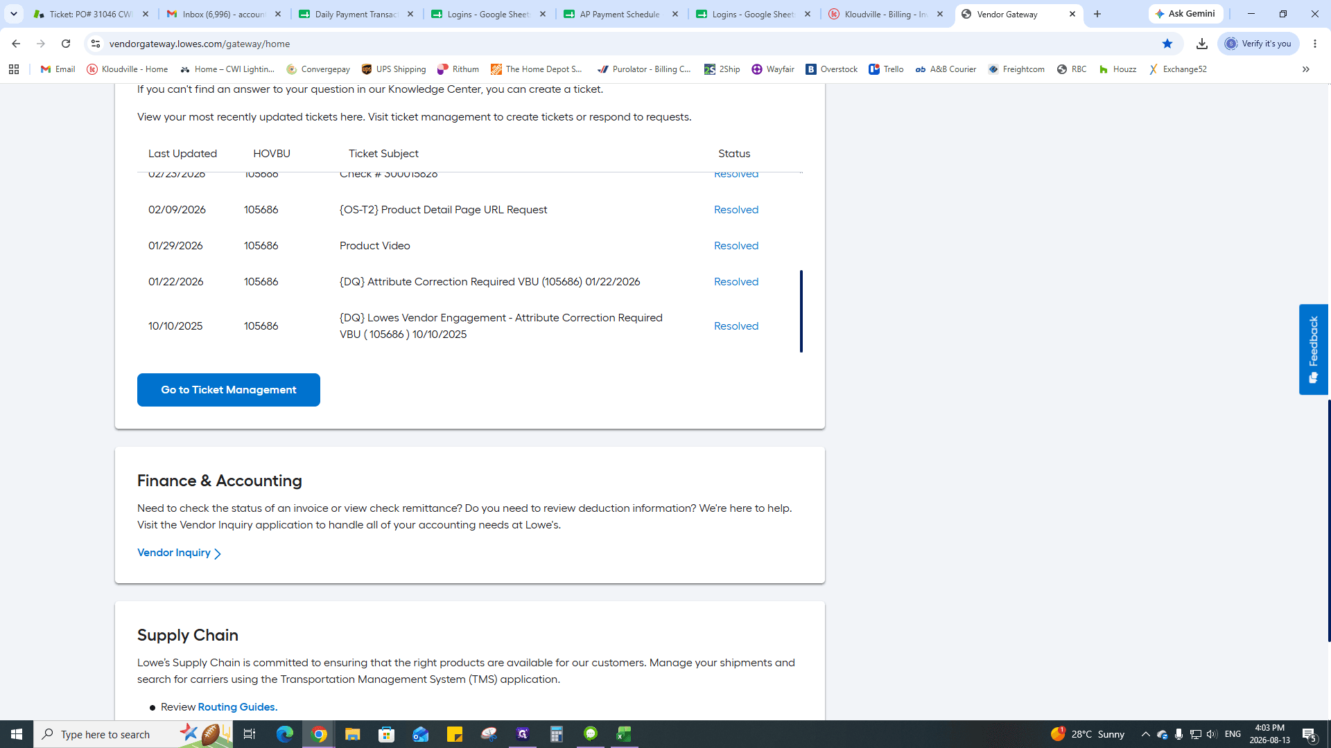 Step #6: Click Vendor Inquiry.